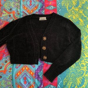 Urban Outfitters - black chenille cropped cardigan
